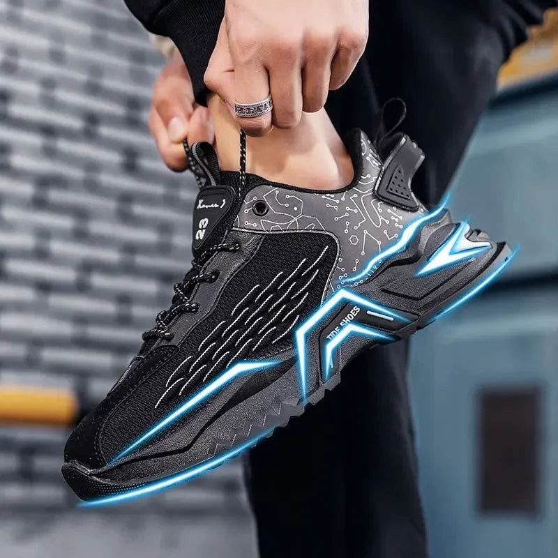 Fashion Outdoor Jogging Sports Shoes Mesh Breathable Cushioning Black Basket Running Shoes for Men - Kart It Up   -  