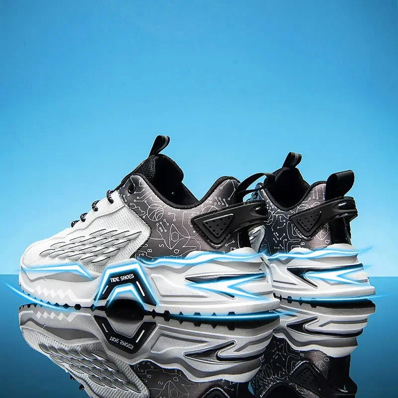 Fashion Outdoor Jogging Sports Shoes Mesh Breathable Cushioning Black Basket Running Shoes for Men - Kart It Up   -  