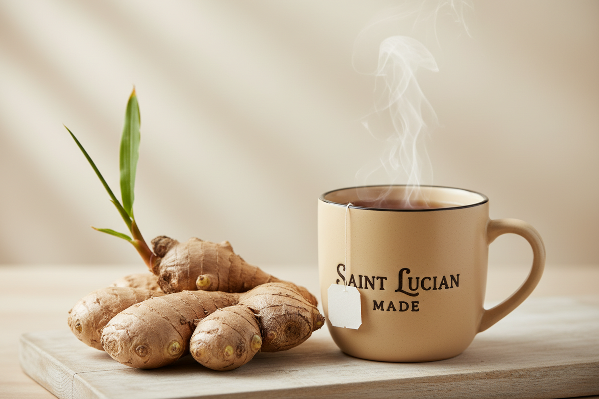 Tea Garden 758 Ginger Tea | Saint Lucian Herbal Tea | 12 Tea Sachets 24g | Digestion, Nausea Relief & Immune Boost
