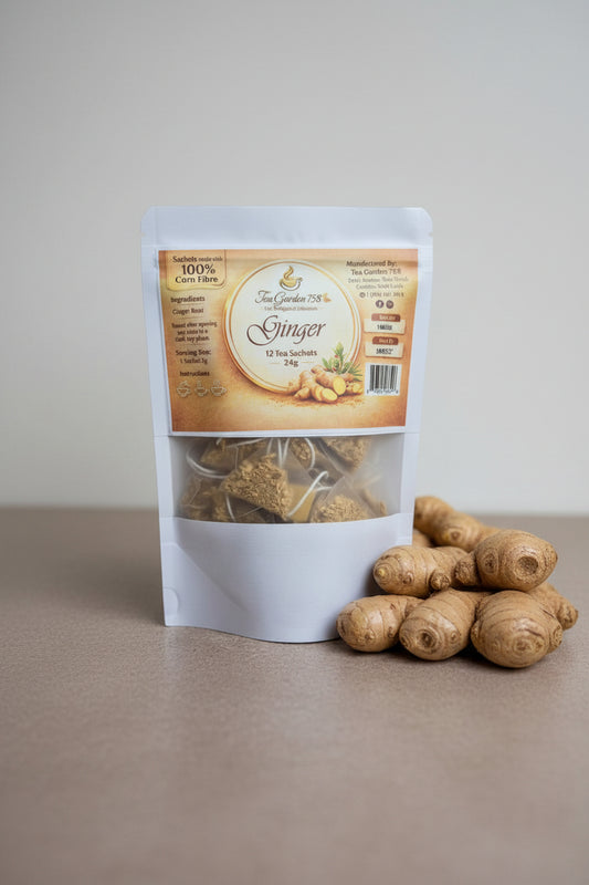 Tea Garden 758 Ginger Tea | Saint Lucian Herbal Tea | 12 Tea Sachets 24g | Digestion, Nausea Relief & Immune Boost
