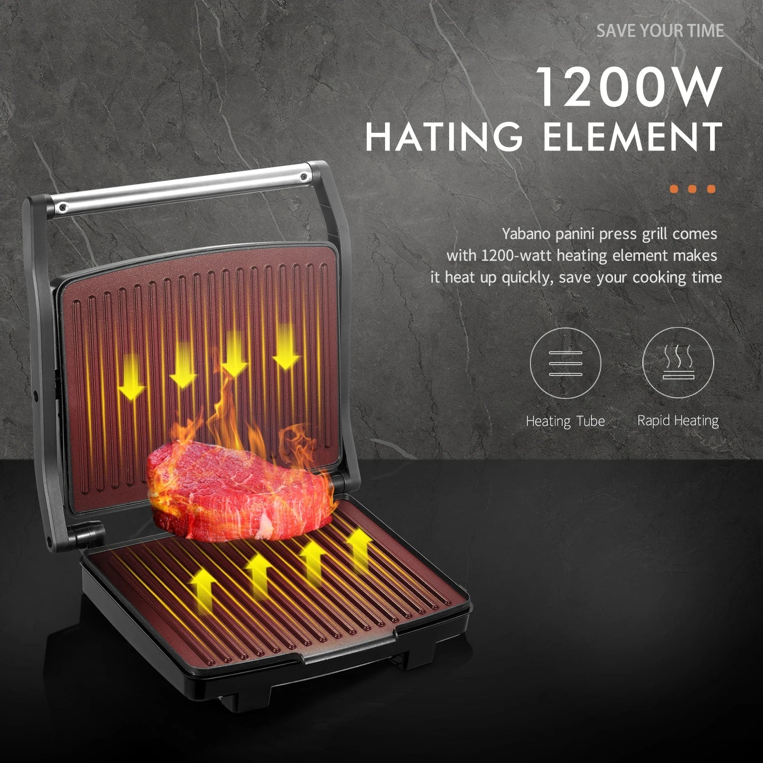 Gourmet Sandwich Maker, Electric Indoor Grill with Non-Stick Cooking Plate - Kart It Up   -  