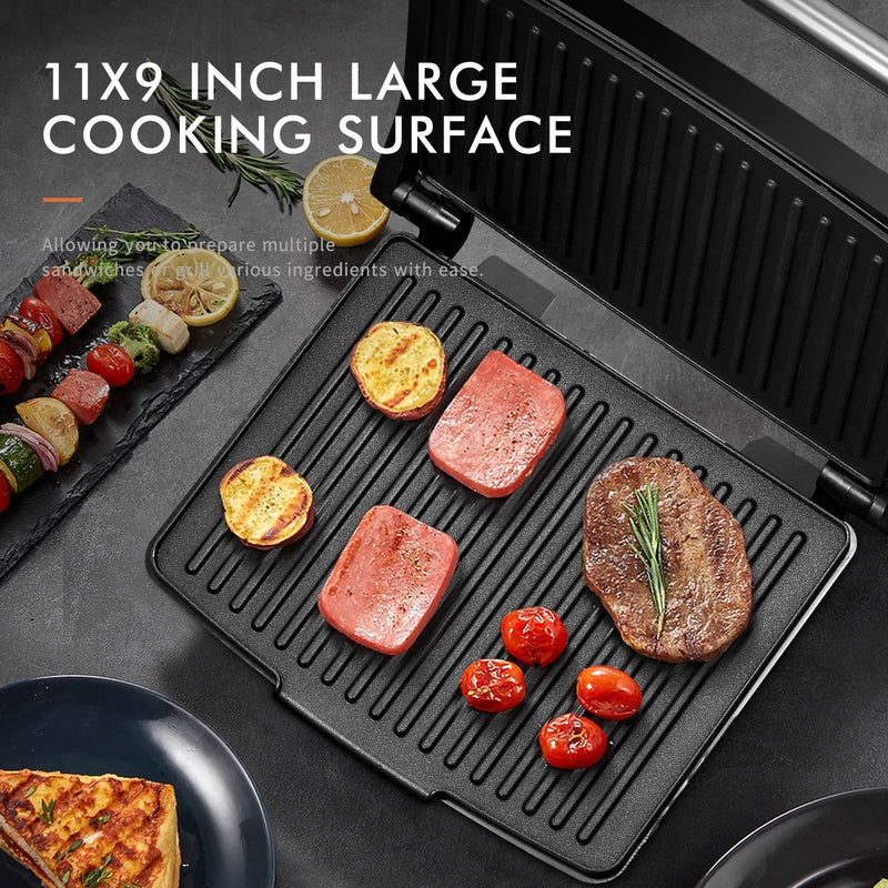 Gourmet Sandwich Maker, Electric Indoor Grill with Non-Stick Cooking Plate - Kart It Up   -  