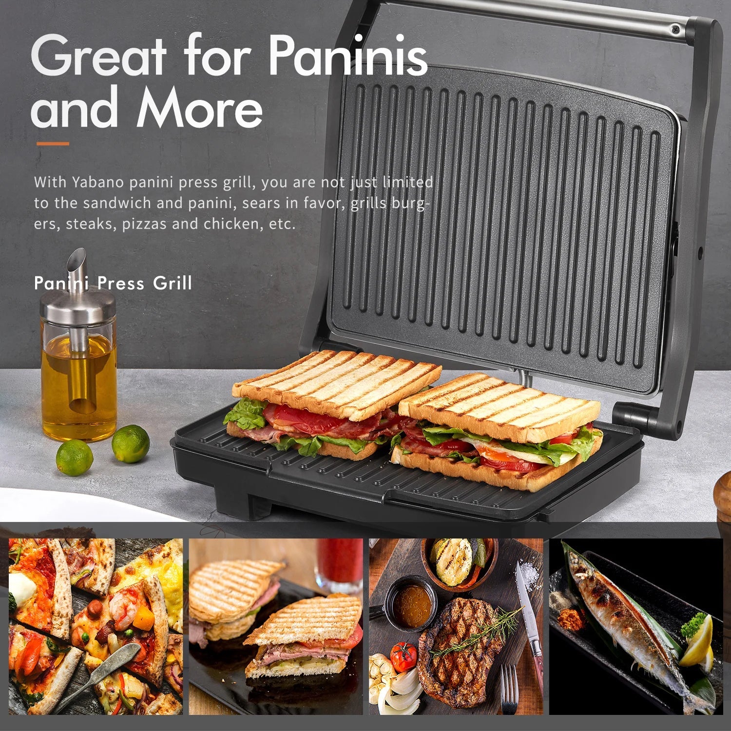 Gourmet Sandwich Maker, Electric Indoor Grill with Non-Stick Cooking Plate - Kart It Up   -  