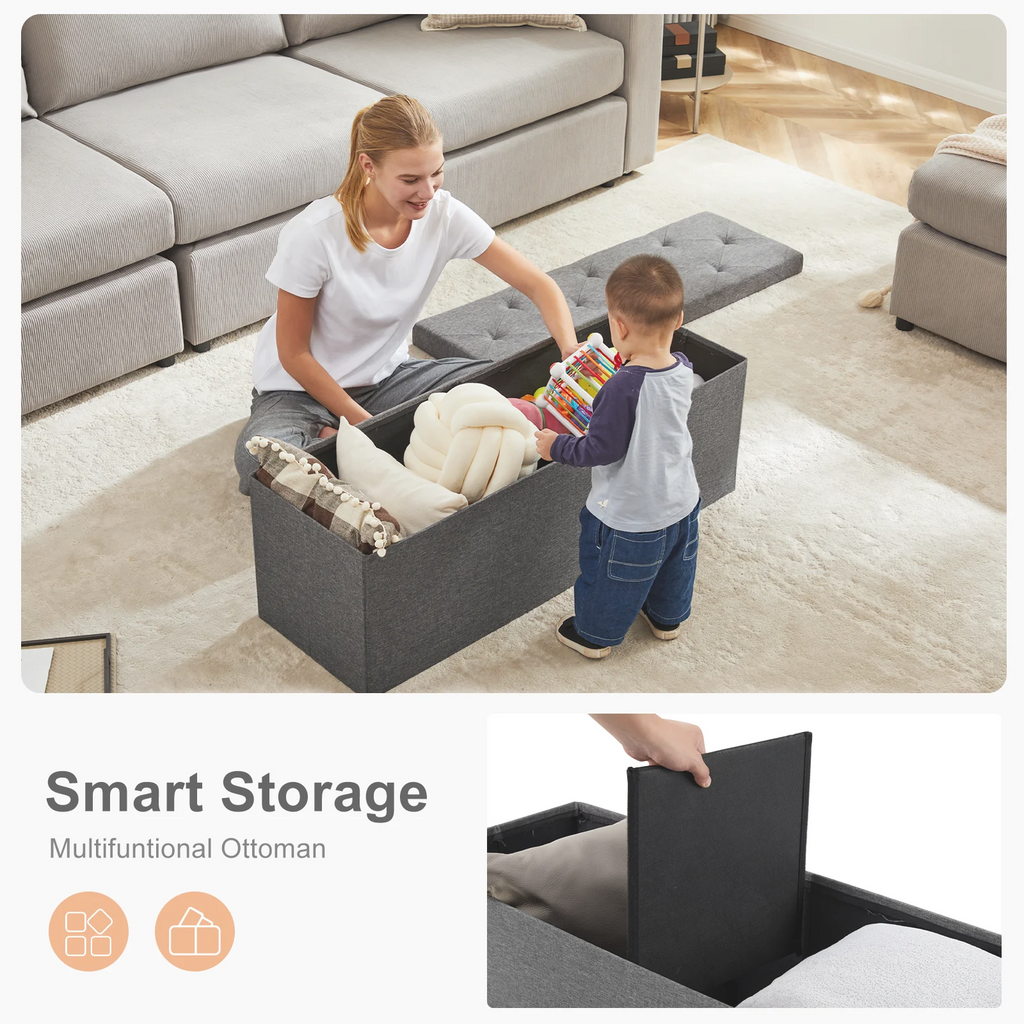 Living Room Hidden Storage Footstool, Toy Box Bedroom - Kart It Up   -  