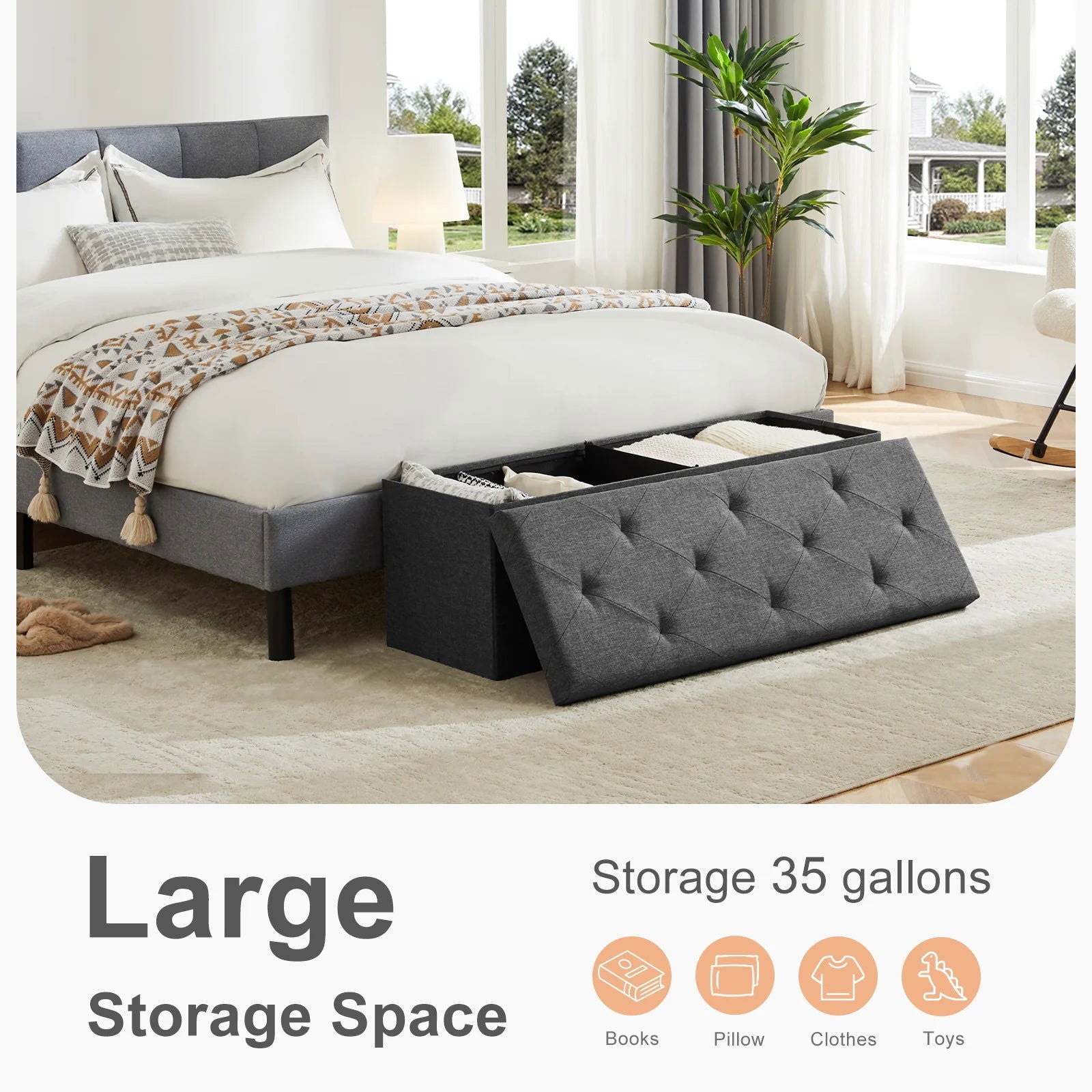 Living Room Hidden Storage Footstool, Toy Box Bedroom - Kart It Up   -  
