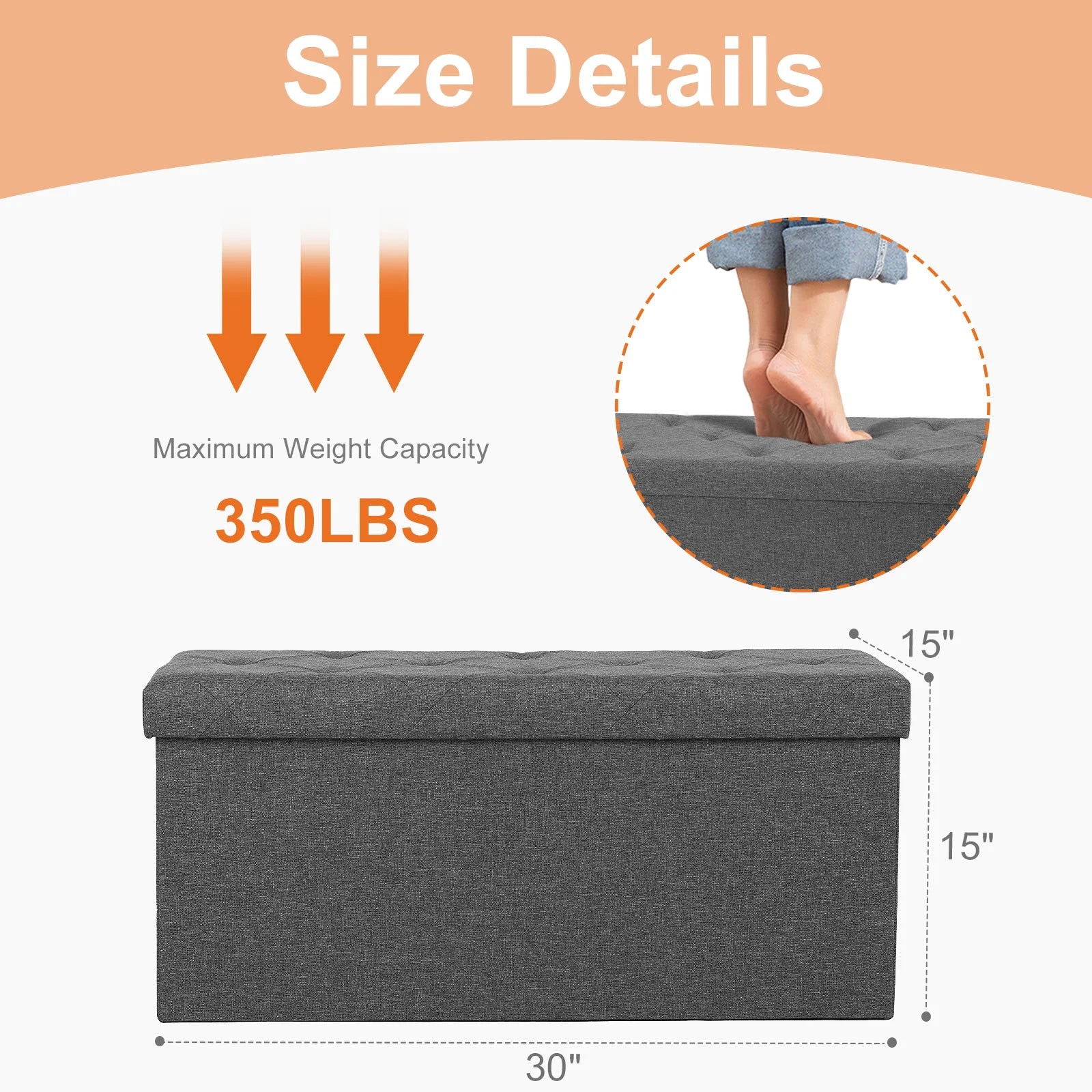 Living Room Hidden Storage Footstool, Toy Box Bedroom - Kart It Up   - 41280617316439 