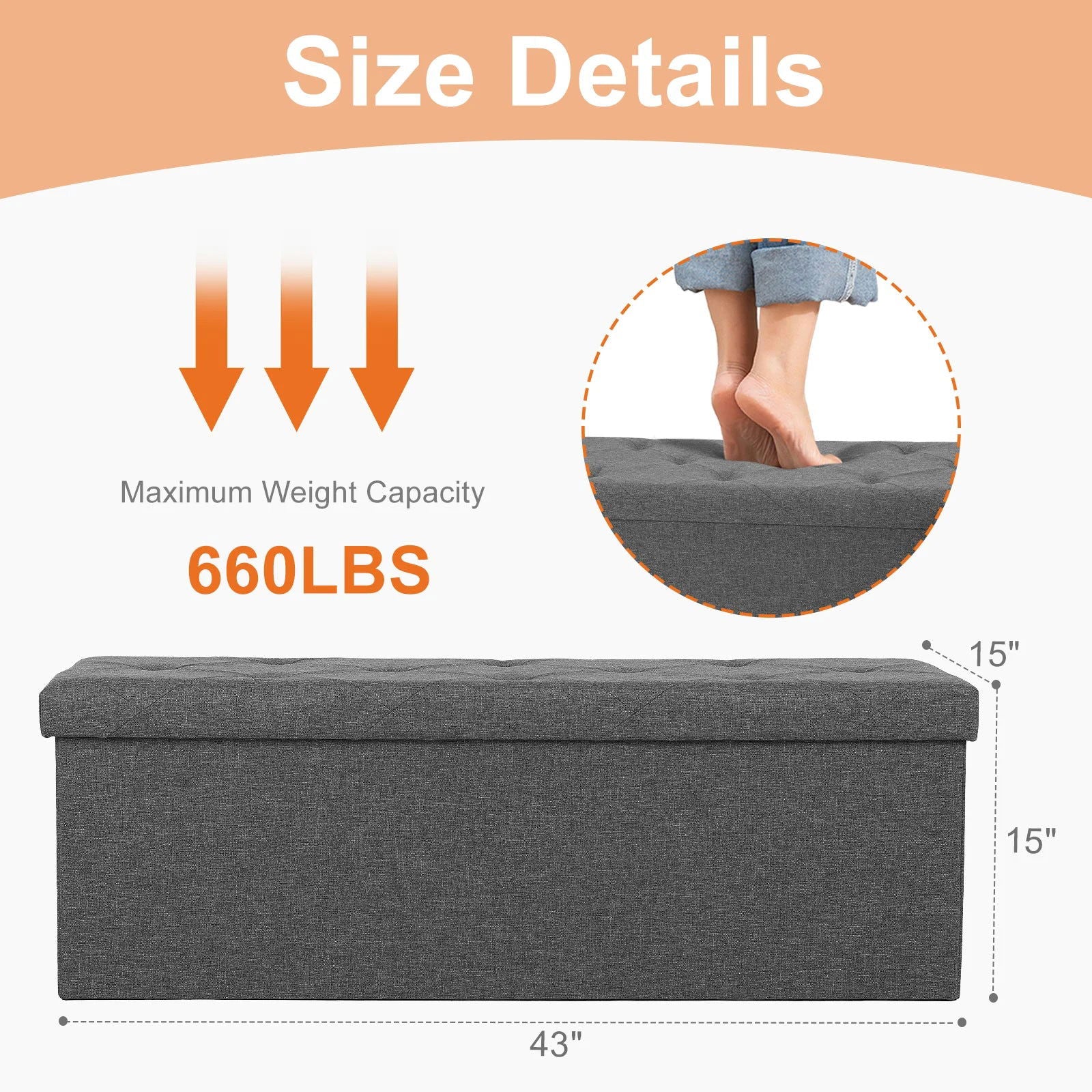 Living Room Hidden Storage Footstool, Toy Box Bedroom - Kart It Up   - 41280617349207 