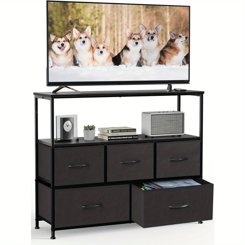 Media Console Table with 5 Fabric Drawer TV Stand Dresser - Kart It Up   - Media Console Table with 5 Fabric Drawer TV Stand Dresser - Kart It Up   - Media Console Table with 5 Fabric Drawer TV Stand Dresser - Kart It Up   - Media Console Table with 5 Fabric Drawer TV Stand Dresser - Kart It Up   - Media Console Table with 5 Fabric Drawer TV Stand Dresser - Kart It Up  - Media Console Table with 5 Fabric Drawer TV Stand Dresser - Kart It Up  -  
