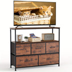 Media Console Table with 5 Fabric Drawer TV Stand Dresser - Kart It Up   - Media Console Table with 5 Fabric Drawer TV Stand Dresser - Kart It Up   - Media Console Table with 5 Fabric Drawer TV Stand Dresser - Kart It Up   - Media Console Table with 5 Fabric Drawer TV Stand Dresser - Kart It Up  - Media Console Table with 5 Fabric Drawer TV Stand Dresser - Kart It Up  -  