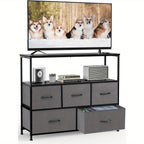 Media Console Table with 5 Fabric Drawer TV Stand Dresser - Kart It Up   - Media Console Table with 5 Fabric Drawer TV Stand Dresser - Kart It Up   - Media Console Table with 5 Fabric Drawer TV Stand Dresser - Kart It Up   - Media Console Table with 5 Fabric Drawer TV Stand Dresser - Kart It Up  - Media Console Table with 5 Fabric Drawer TV Stand Dresser - Kart It Up  -  