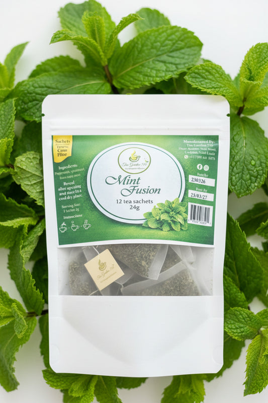 Tea Garden 758 Mint Fusion Herbal Tea | Saint Lucian Triple Mint Blend | 12 Tea Sachets 24g | Calm, Clarity & Digestive Relief