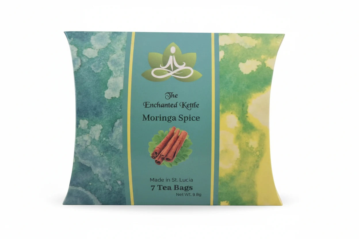 The Enchanted Kettle Moringa Spice Tea | Saint Lucian Herbal Tea | 7 Tea Bags | Artisan Blended in St. Lucia