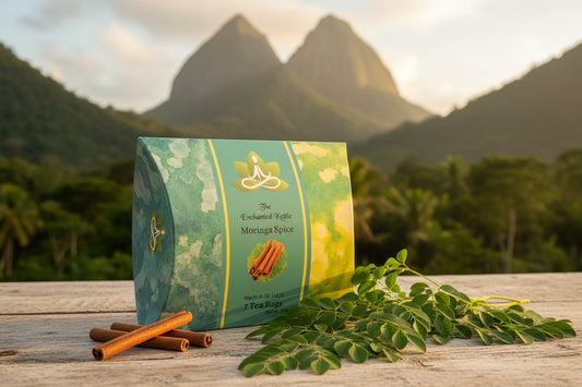 The Enchanted Kettle Moringa Spice Tea | Saint Lucian Herbal Tea | 7 Tea Bags | Artisan Blended in St. Lucia
