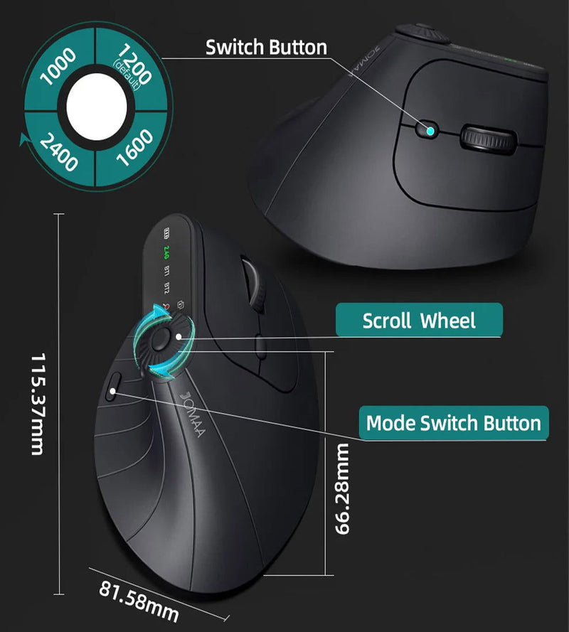 Multi-Device Vertical Ergonomic Mouse - Kart It Up   - Multi-Device Vertical Ergonomic Mouse - Kart It Up   - Multi-Device Vertical Ergonomic Mouse - Kart It Up   - Multi-Device Vertical Ergonomic Mouse - Kart It Up  - Multi-Device Vertical Ergonomic Mouse - Kart It Up  -  