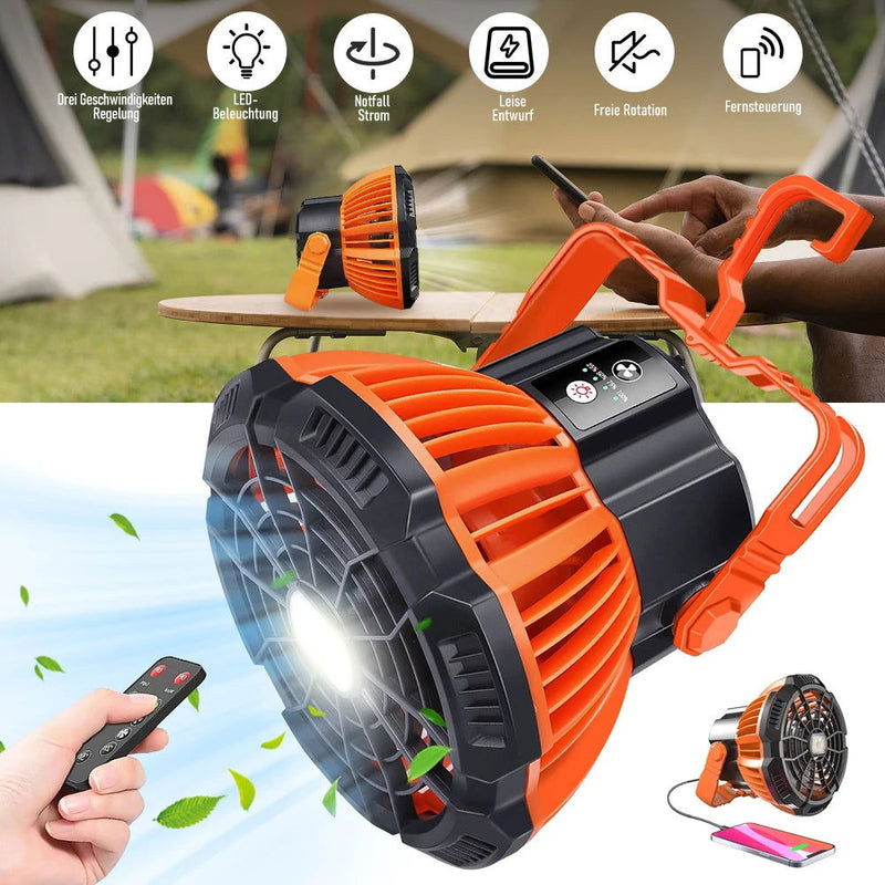 Portable LED Camping Fan 3LED Light Outdoor Lantern Desk Fan - Kart It Up   -  