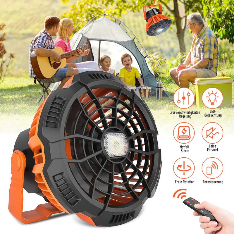 Portable LED Camping Fan 3LED Light Outdoor Lantern Desk Fan - Kart It Up   - 41280612106327 
