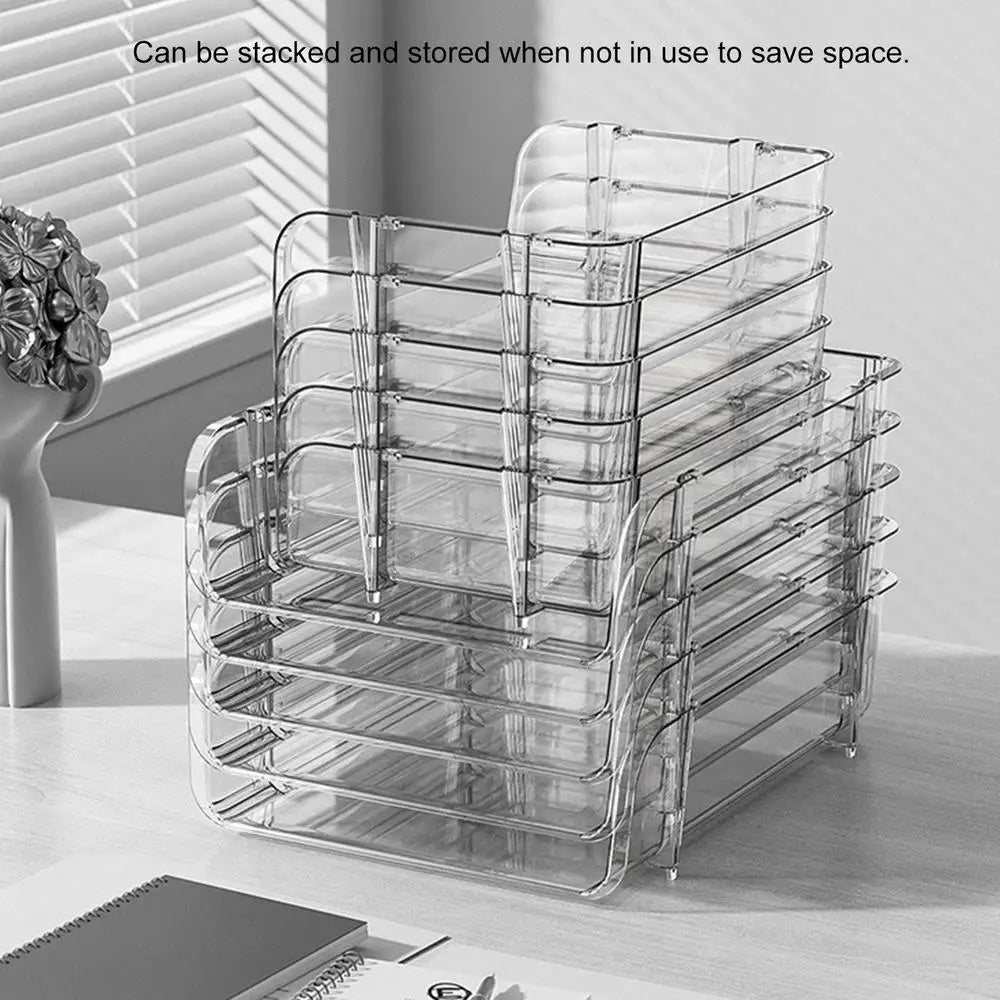 Desktop File Tray Organizer A4 Document Paper Organizer Rack Plastic Book Shelf Storage Holder for Home Offices School
