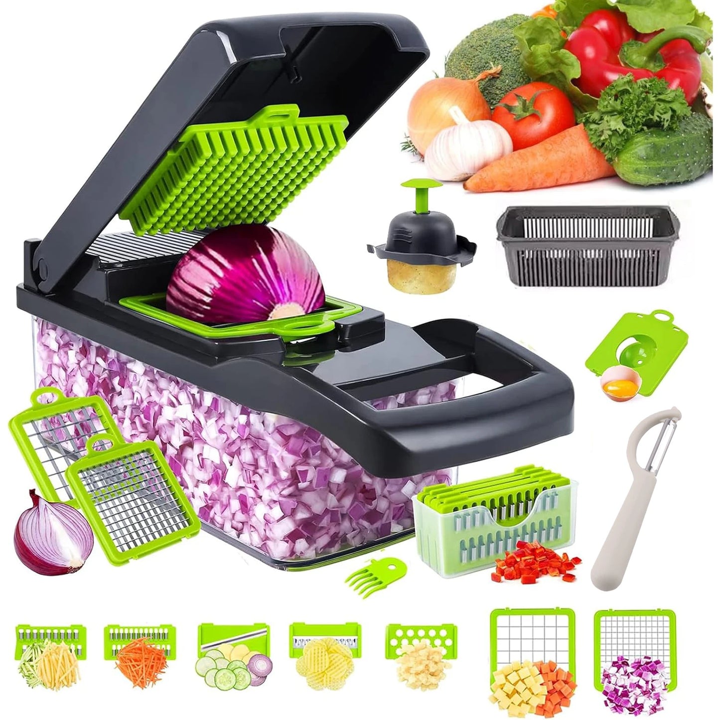 16-in-1 Kitchen Vegetable Chopper & Slicer — Multi Food Cutter