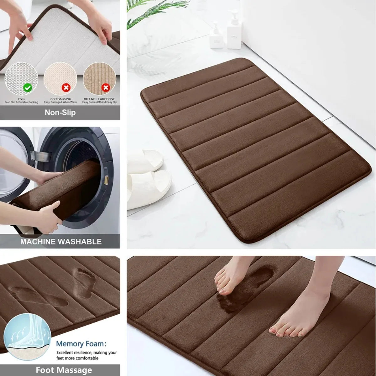 Memory Foam Bath Mat — Super-Absorbent, Non-Slip Bathroom Rug