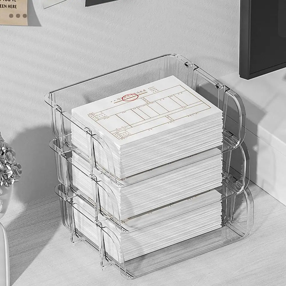 Desktop File Tray Organizer A4 Document Paper Organizer Rack Plastic Book Shelf Storage Holder for Home Offices School