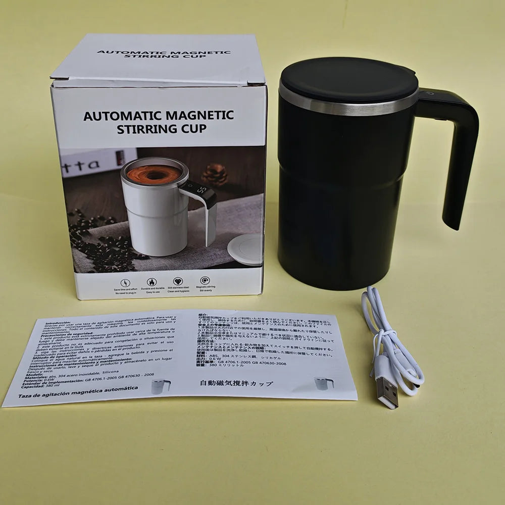 Self-Stirring Magnetic Coffee Mug — 380ml, Stainless Steel