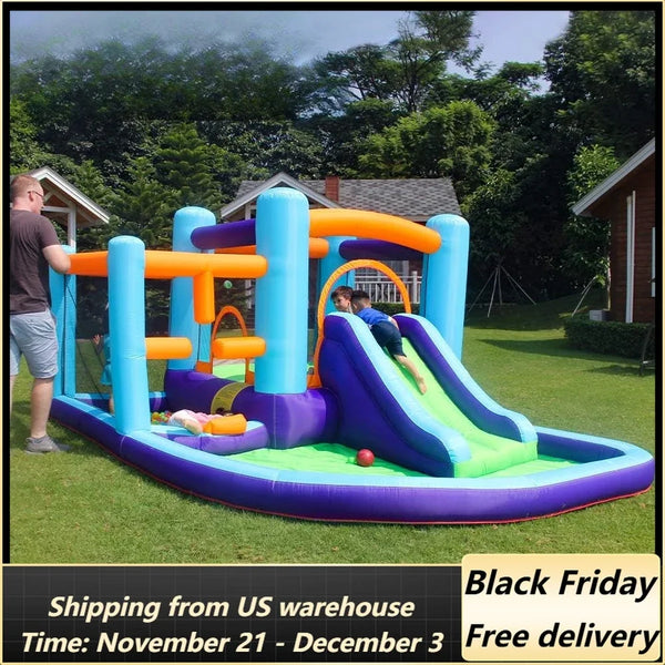 Inflatable Bounce House, Bouncer & Slide with Air Blower,Play House with Ball Pool,Inflatable Kids Slide,Jumping Castle