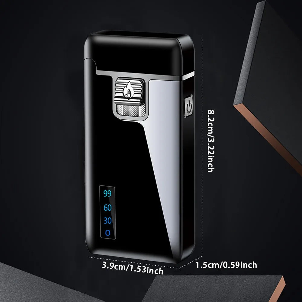 Double Jet Flame Torch Lighter Dual Arc Electronic Lighter USB Rechargeable Butane Gas Windproof 2 In 1 Men Gas Electric Lighter