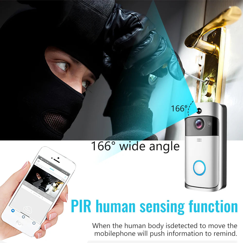 Smart WiFi Video Doorbell — Waterproof, Night Vision, Phone Intercom