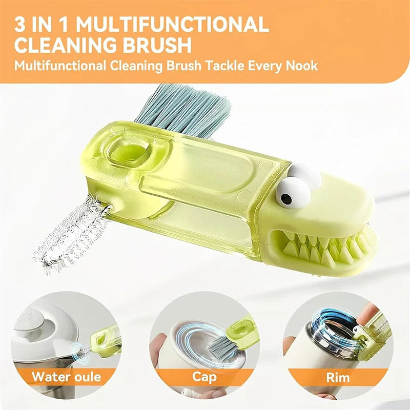 3-in-1 Cup & Bottle Cleaning Brush — Deep-Clean Nylon Bristles