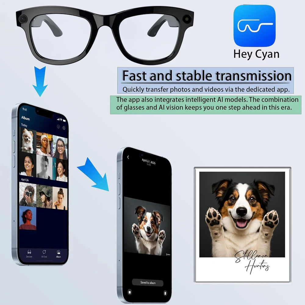 SENBONO AI Translator Smart Glasses With 8MP Camera Take Videos And Photo Sunglasses BT Call for Men Women 4K HD Fashion Glasses