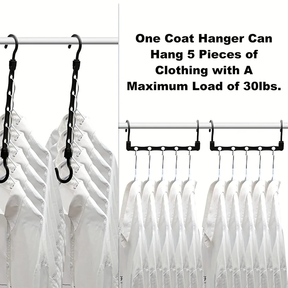 5-Hole Multi Hangers with Windproof Hooks — Space-Saving (Set of 5)