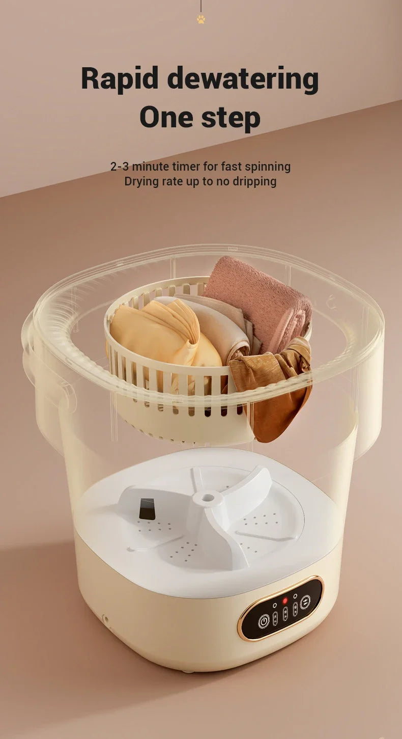 Foldable Portable Washing Machine — 13L, Spin Dryer, Compact