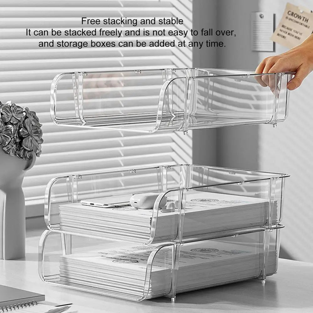 Desktop File Tray Organizer A4 Document Paper Organizer Rack Plastic Book Shelf Storage Holder for Home Offices School