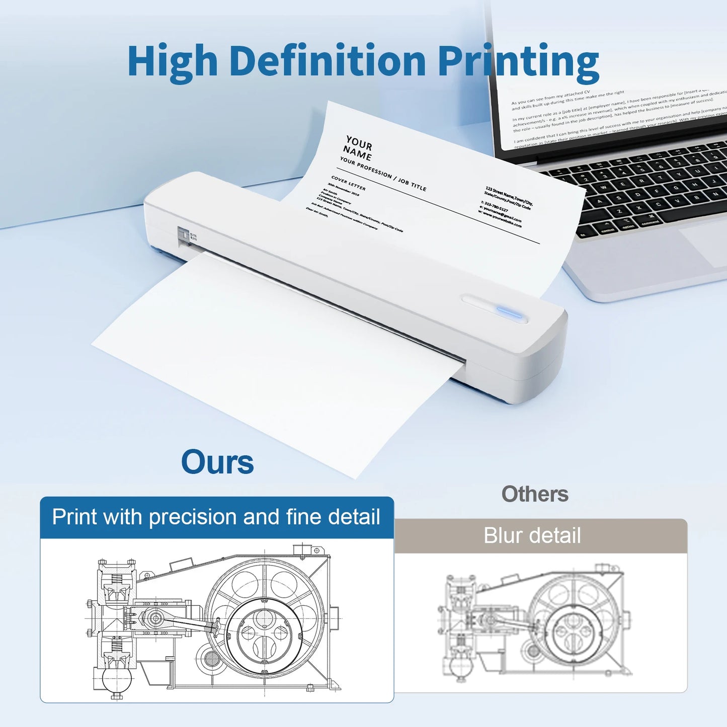 Wireless A4 Thermal Printer — Inkless, Works with iPhone & Android
