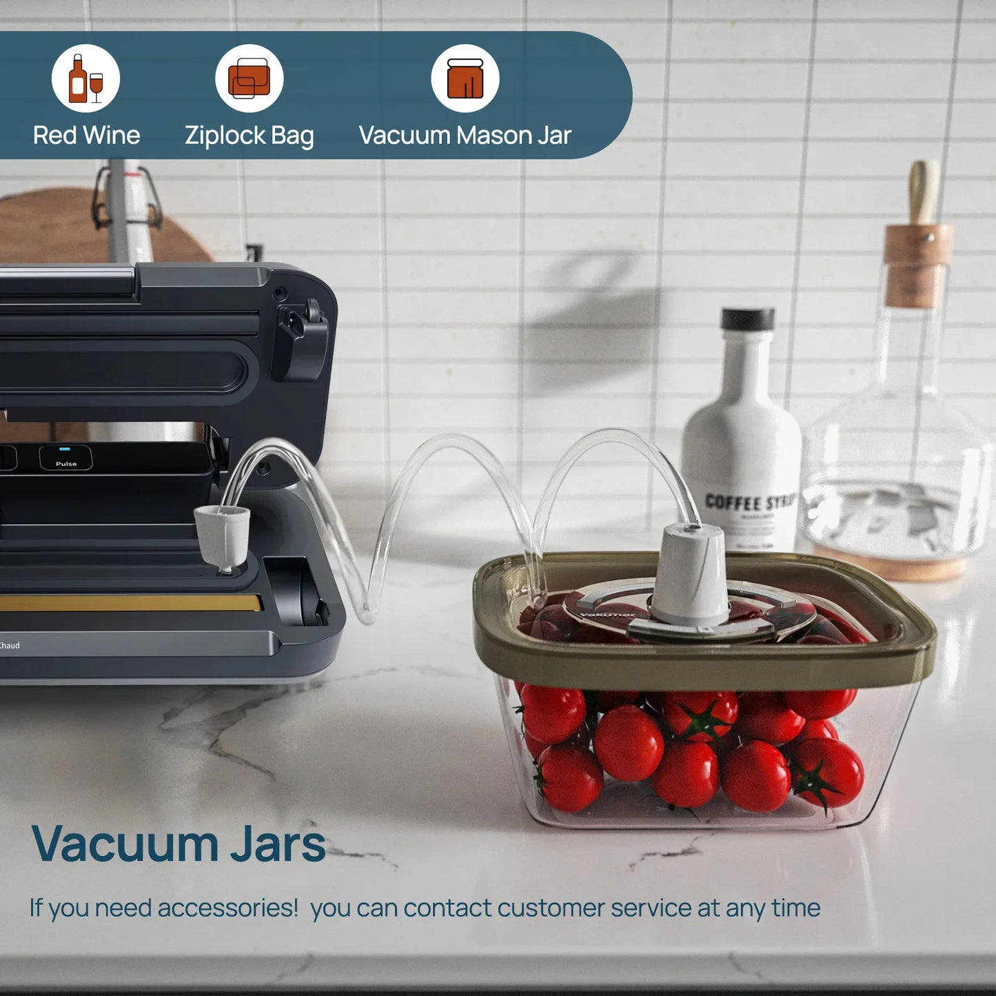 Vakumar VH1506 Vacuum Sealer Machine — 80kPa Sous Vide, Handheld