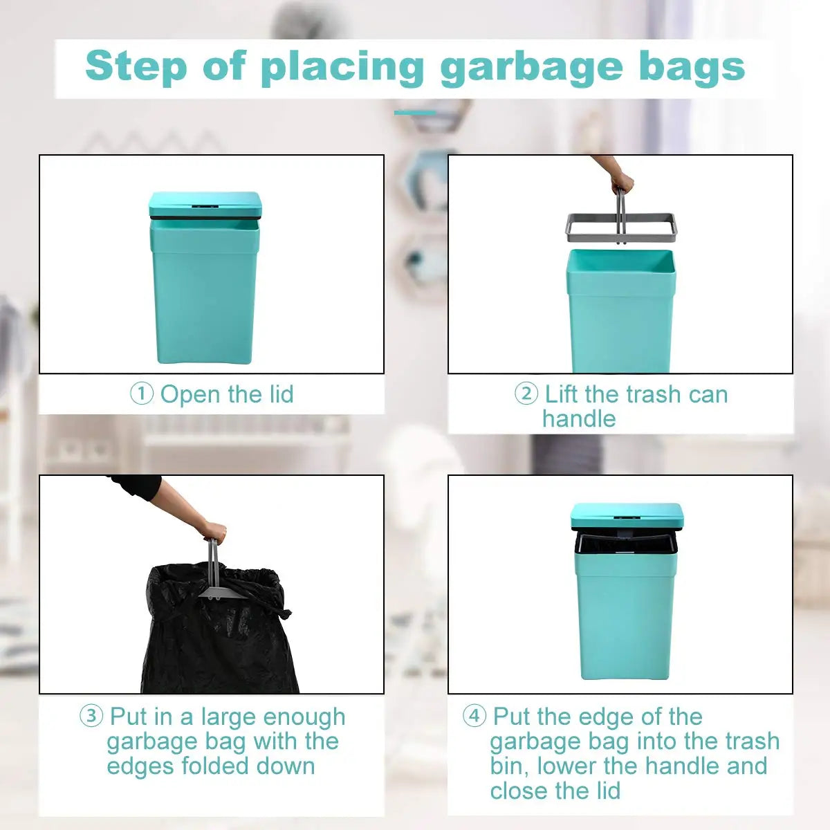 13-Gallon Touch-Free Sensor Trash Can — 50L Kitchen Garbage Bin