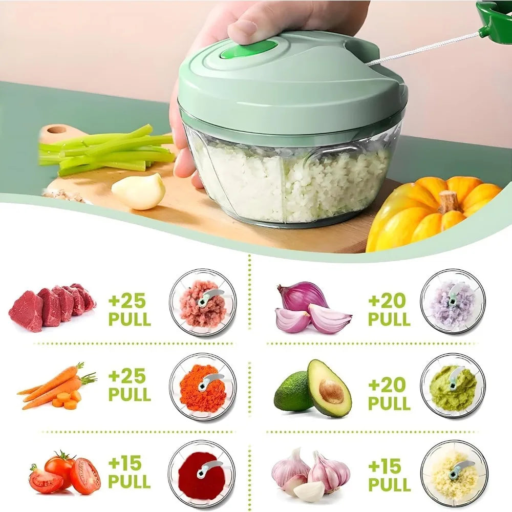 Manual Vegetable Chopper with Container — Salad & Garlic Cutter