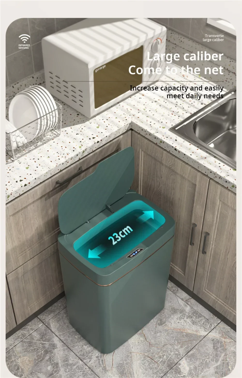 15L Smart Sensor Trash Can — Touchless Bin for Kitchen & Bathroom