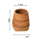 Handmade Pen Holder Hand Woven Wood Vine Rattan Stationery Container Storage Box Organizer Office School Desk Accessories Decor