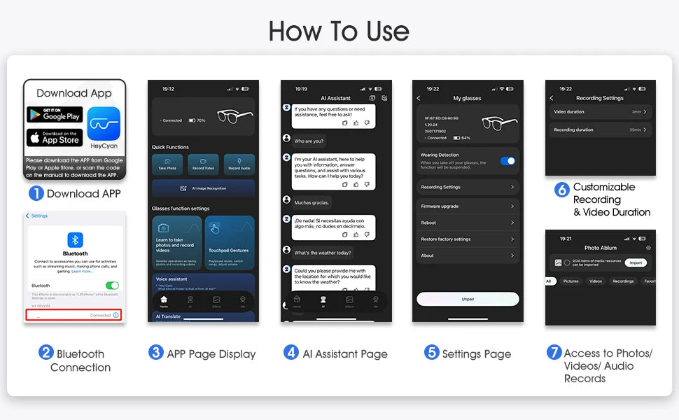 SENBONO AI Translator Smart Glasses With 8MP Camera Take Videos And Photo Sunglasses BT Call for Men Women 4K HD Fashion Glasses