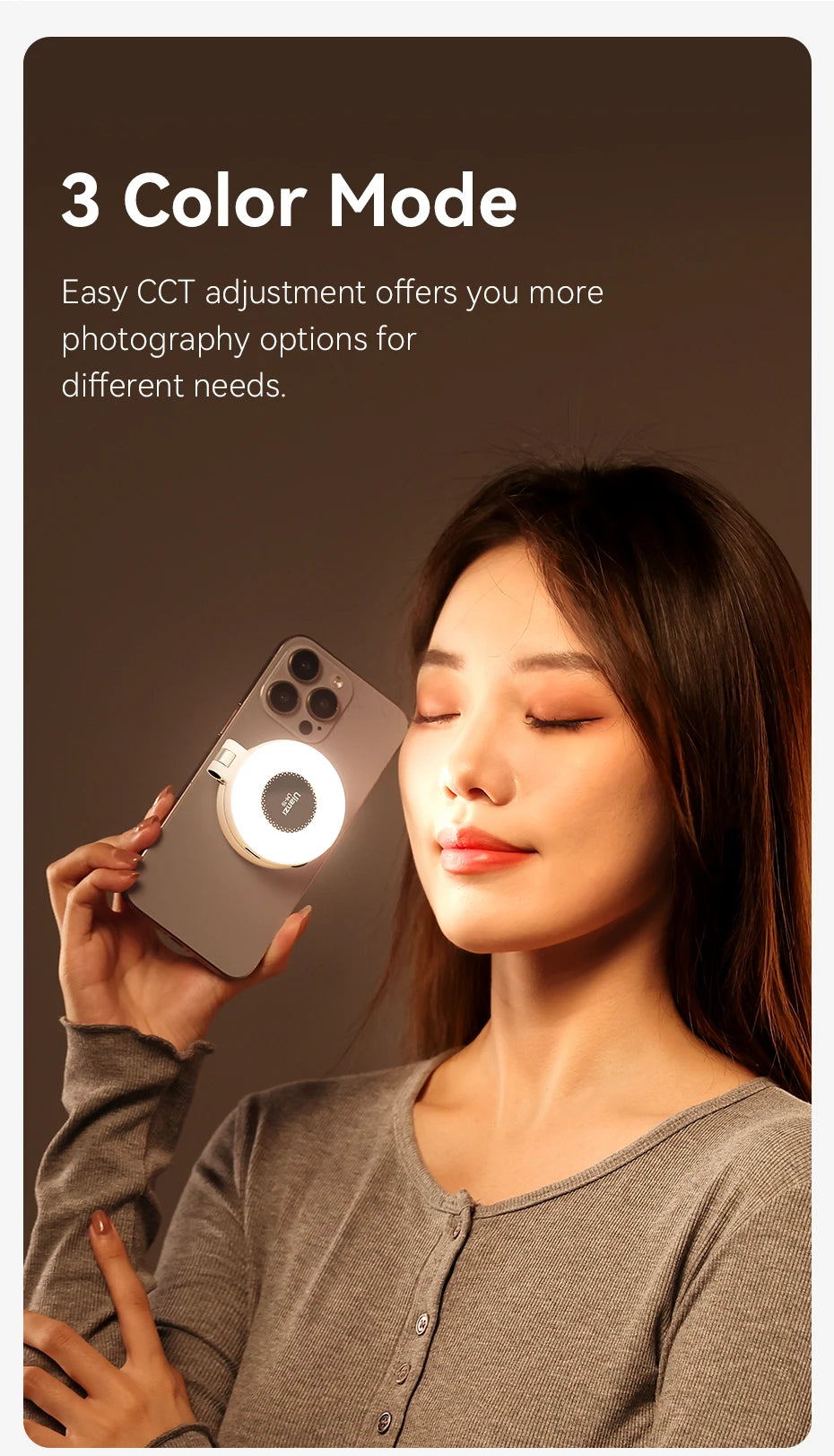 Ulanzi LM19 MagSafe Phone Fill Light — CRI 95+ Bi-Color for Vlogging