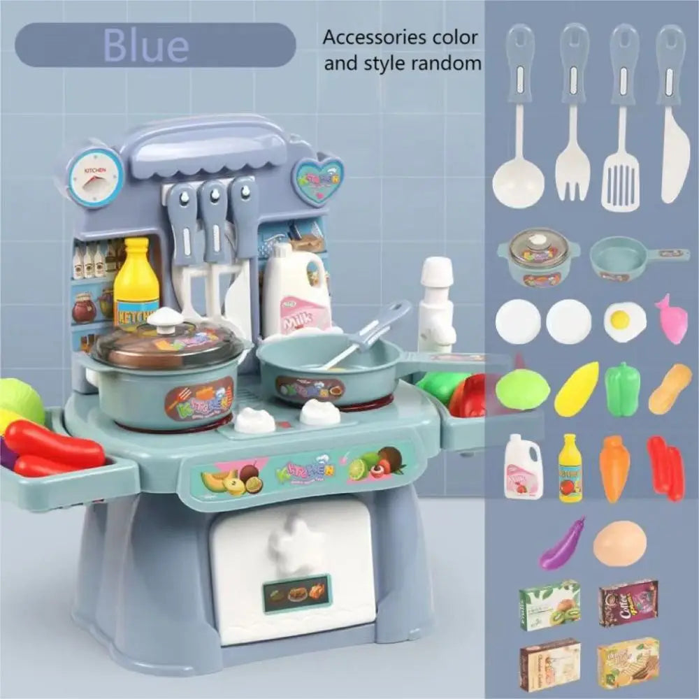 Kids Pretend Toy Kitchen Set with Sounds, Lights, Stove, Sink and Toy Food - Toddler Toy Kitchen