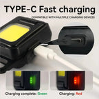 800LM Double-Sided COB LED Rechargeable Keychain Flashlight