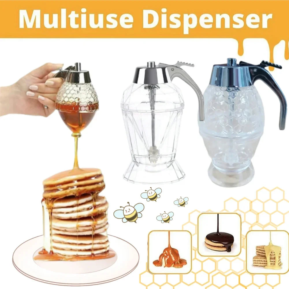No-Drip Honey & Syrup Dispenser with Stand — Glass Jar Pourer