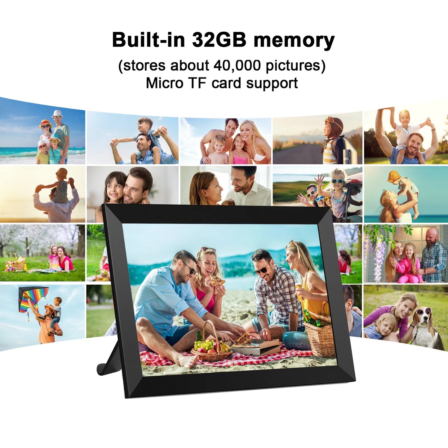 Smart WiFi Digital Photo Frame — 10.1", 32GB, IPS Touch Screen