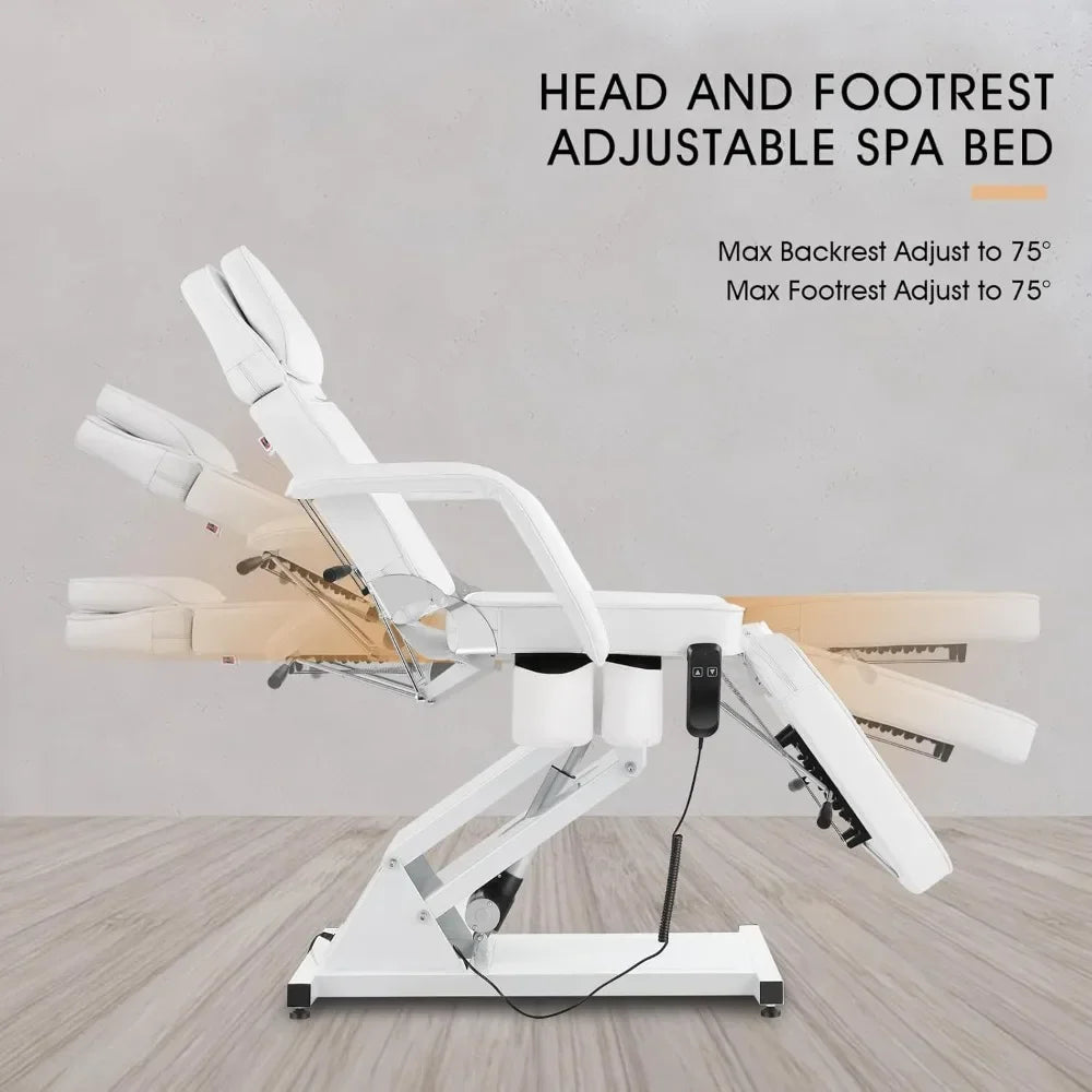 Massage Table Electric Height Adjustable Massage Bed Massage Facial Lash for Eyelash Extensions Salon Chair (White)
