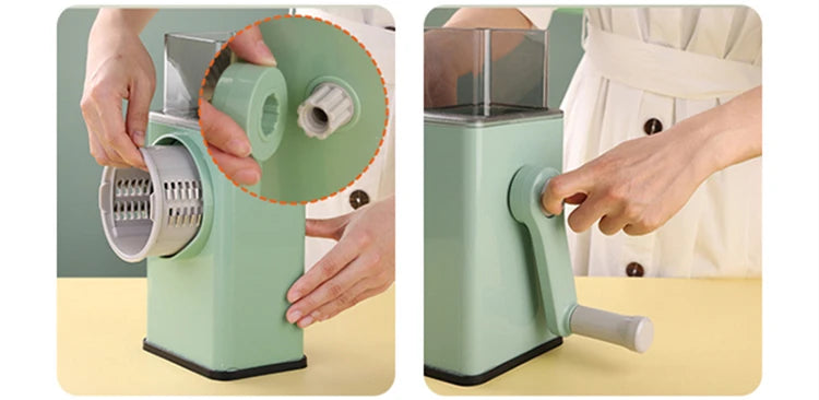 6-in-1 Hand Crank Vegetable Grater — Slicer, Shredder, Chopper