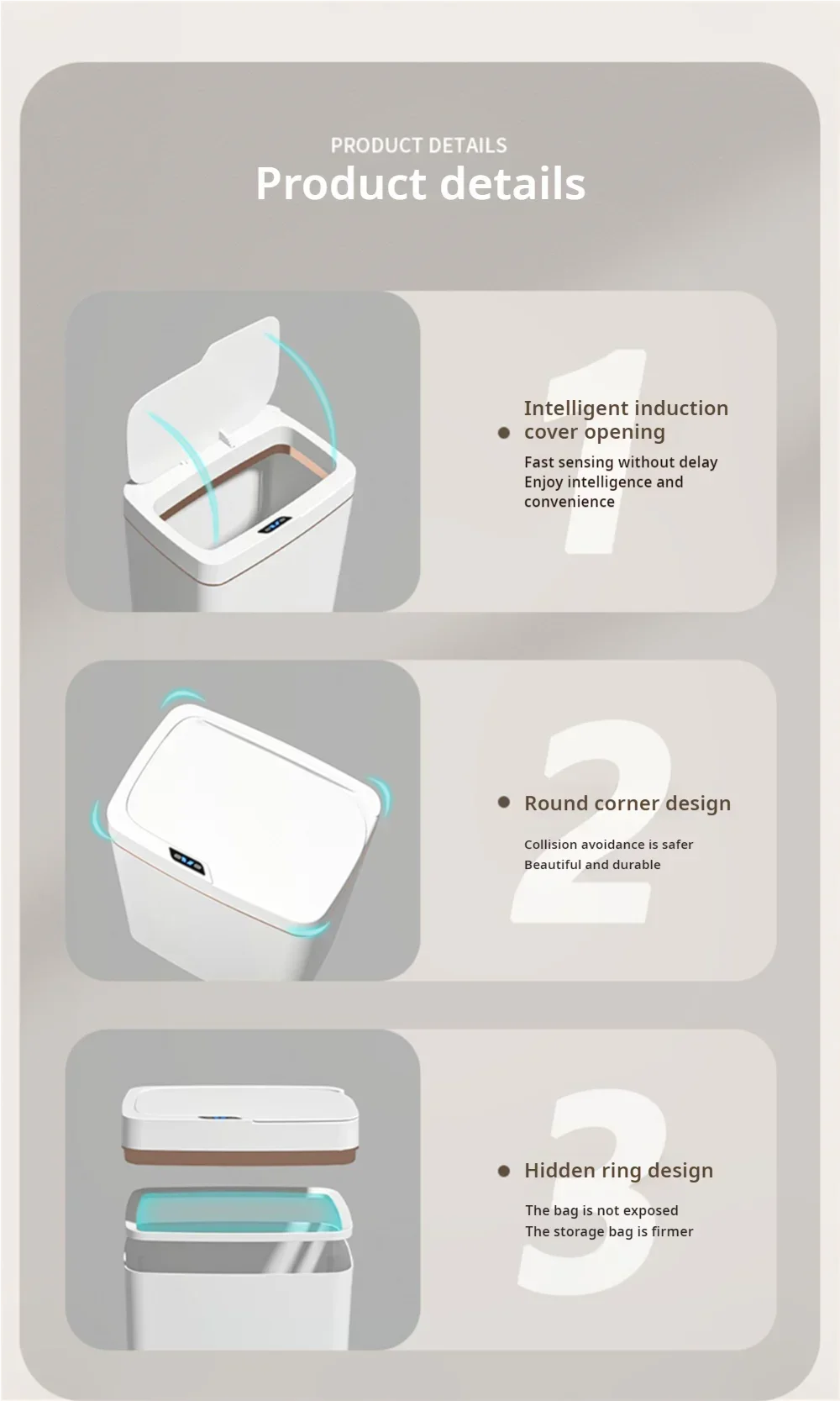 15L Smart Sensor Trash Can — Touchless Bin for Kitchen & Bathroom
