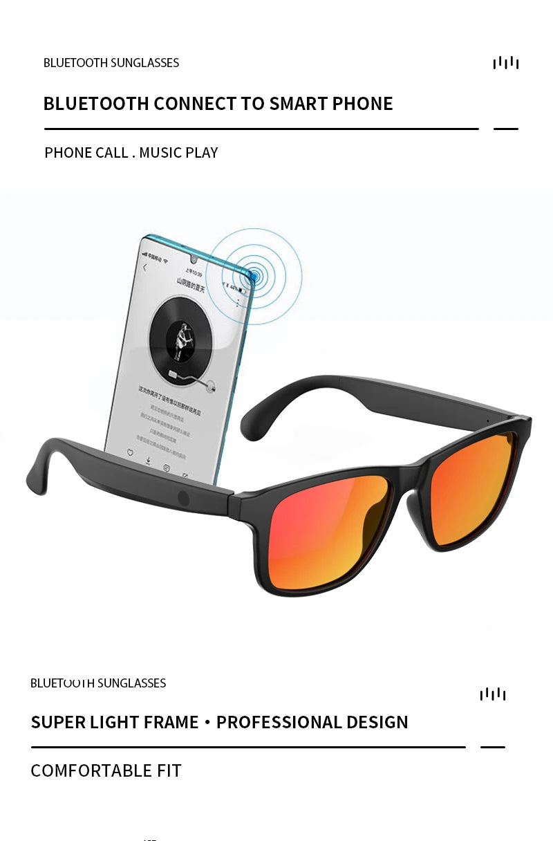 Smart Bluetooth Audio Sunglasses — Wireless Hands-Free Music Headset