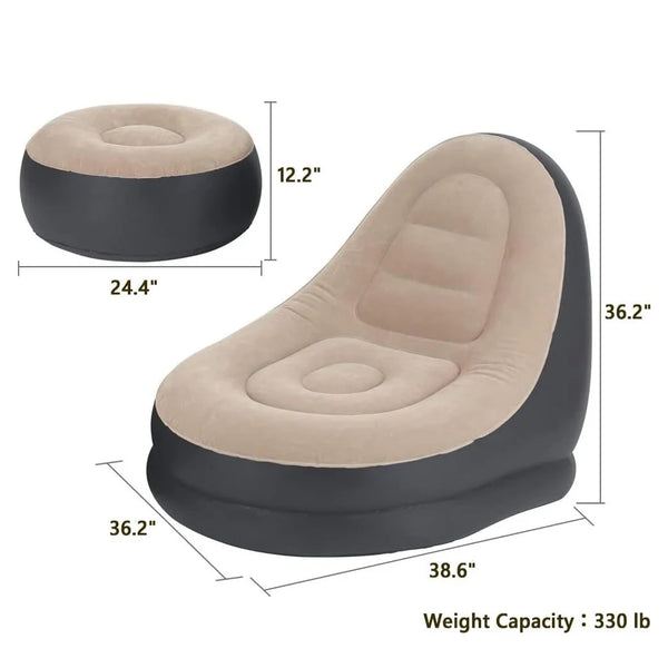 New Inflatable Plush Sofa For Lazy People Foldable Foot Sofa Bed Outdoor Convenient Lying Chair With Feet Bench Hot